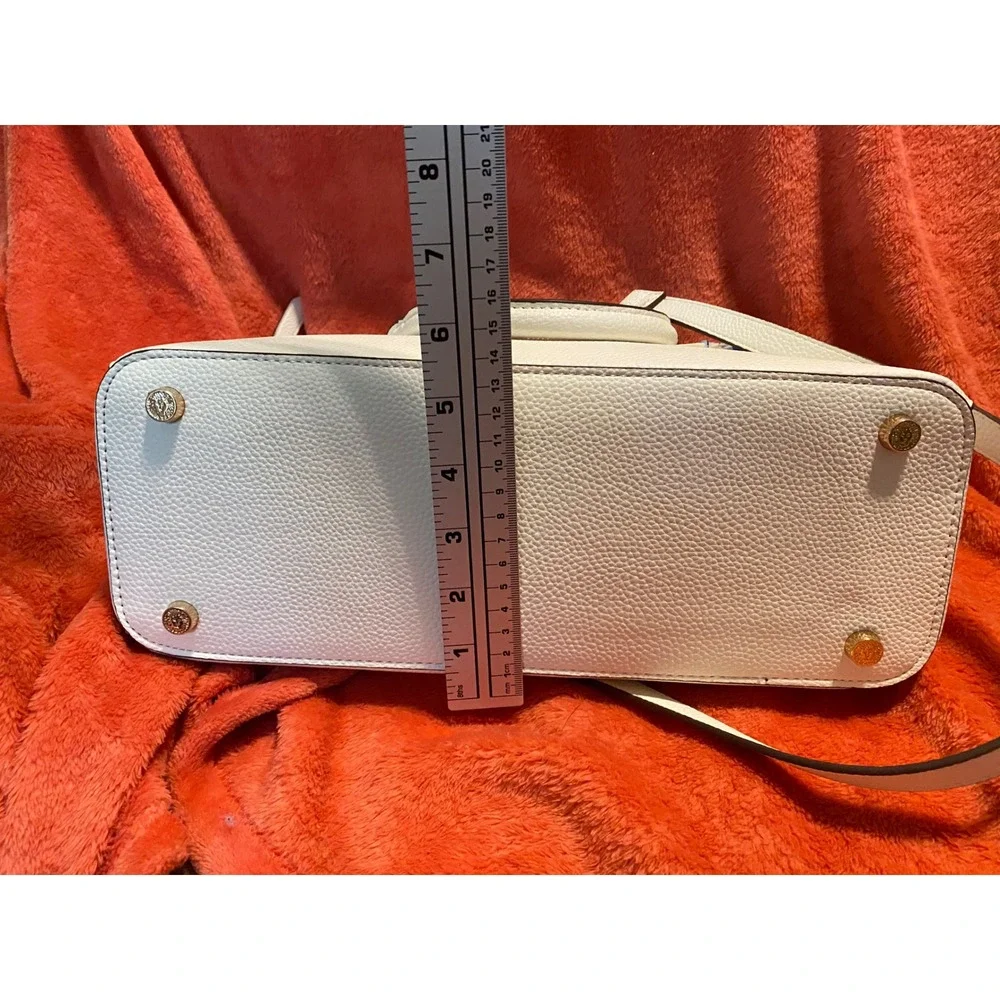 Anne Klein Satchel Purse White Faux Leather‎ Double Handle Crossbody Bag New!